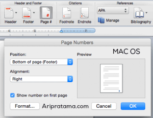 letak page number pada mac os