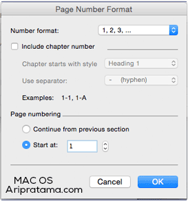 page number dengan angka mac os